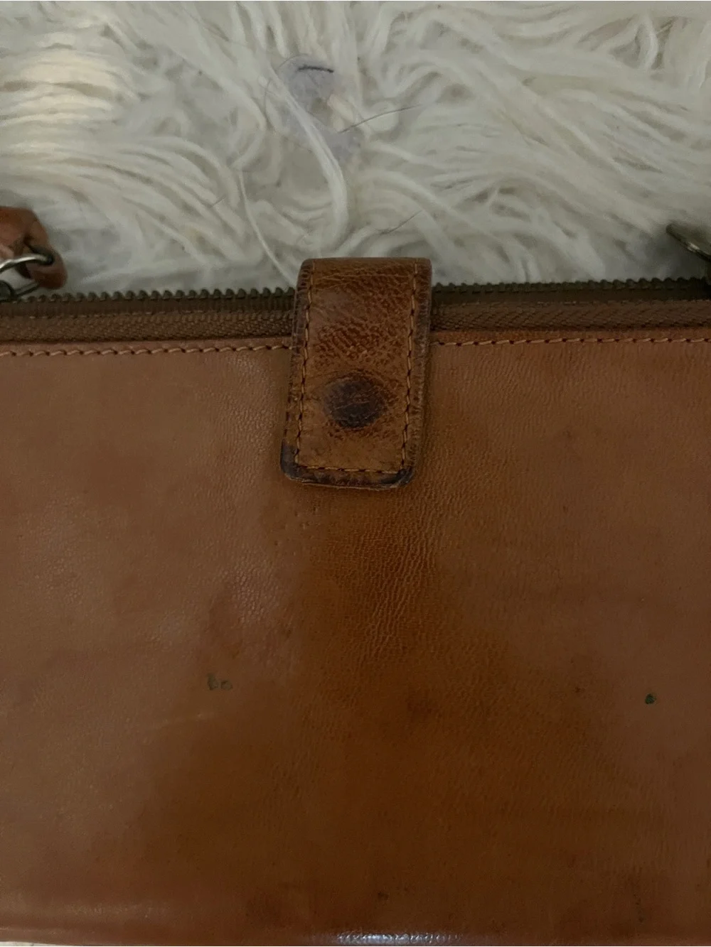 Lucky Brand Leather Wristlet Clutch in Tan